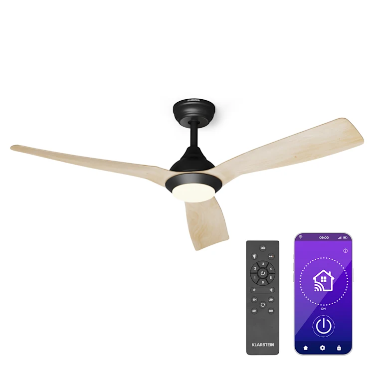 پنکه سقفی هوشمند کلارشتاین آلمان مدل Fiji Flow Smart - دارای نور LED ریموت کنترل و اپلیکیشن با طراحی مدرن و کم‌صدا